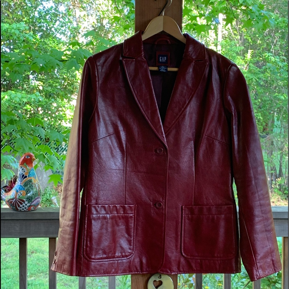 Gap Vintage Red Leather Jacket